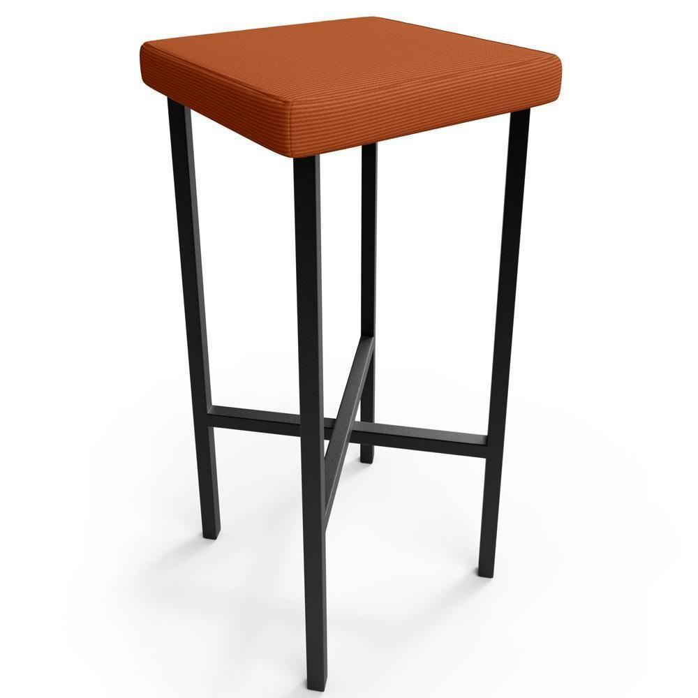 Kit 06 Banquetas Alta Bar Cozinha Sala De Jantar Preto Stella L02 Tecido Terracota - Lyam Decor - 3