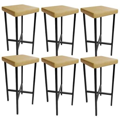 Kit 06 Banquetas Alta Bar Cozinha Sala De Jantar Preto Stella L02 Couríssimo Fendi - Lyam Decor