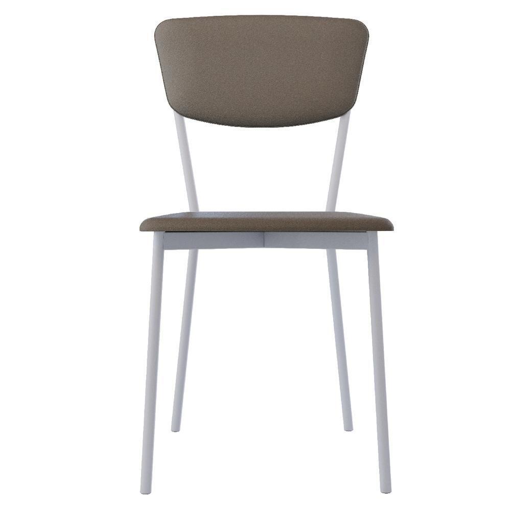 Kit 06 Cadeira Para Sala De Jantar Village Branco C01 Courino Cinza - Lyam Decor - 3