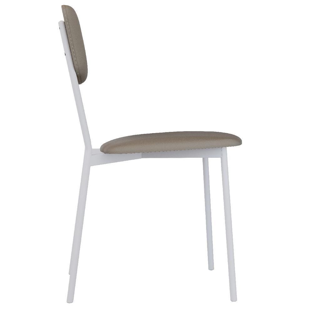 Kit 06 Cadeira Para Sala De Jantar Village Branco C01 Courino Cinza - Lyam Decor - 6