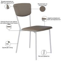 Kit 06 Cadeira Para Sala De Jantar Village Branco C01 Courino Cinza - Lyam Decor