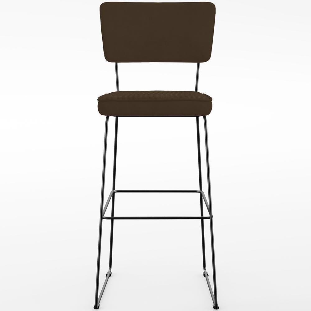 Kit 06 Banquetas Alta Para Cozinha Sala De Jantar Base Em Aço Allana L02 Suede Marrom - Lyam Decor - 9