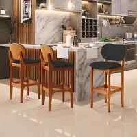 Kit 06 Banquetas Alta Para Cozinha Madeira Fixa Betta L02 Imbuia Facto Preto - Lyam Decor - 2