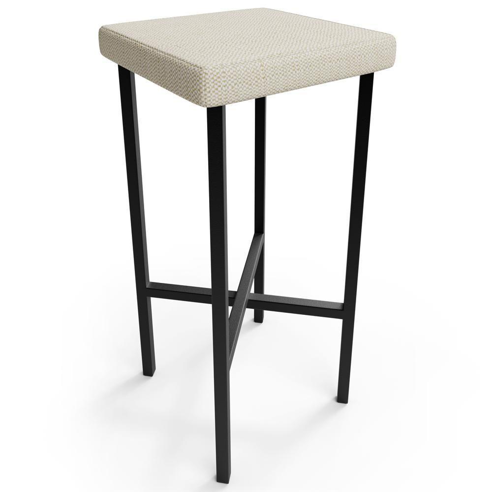 Kit 06 Banquetas Alta Bar Cozinha Sala De Jantar Preto Stella L02 Linho Champagne - Lyam Decor - 3