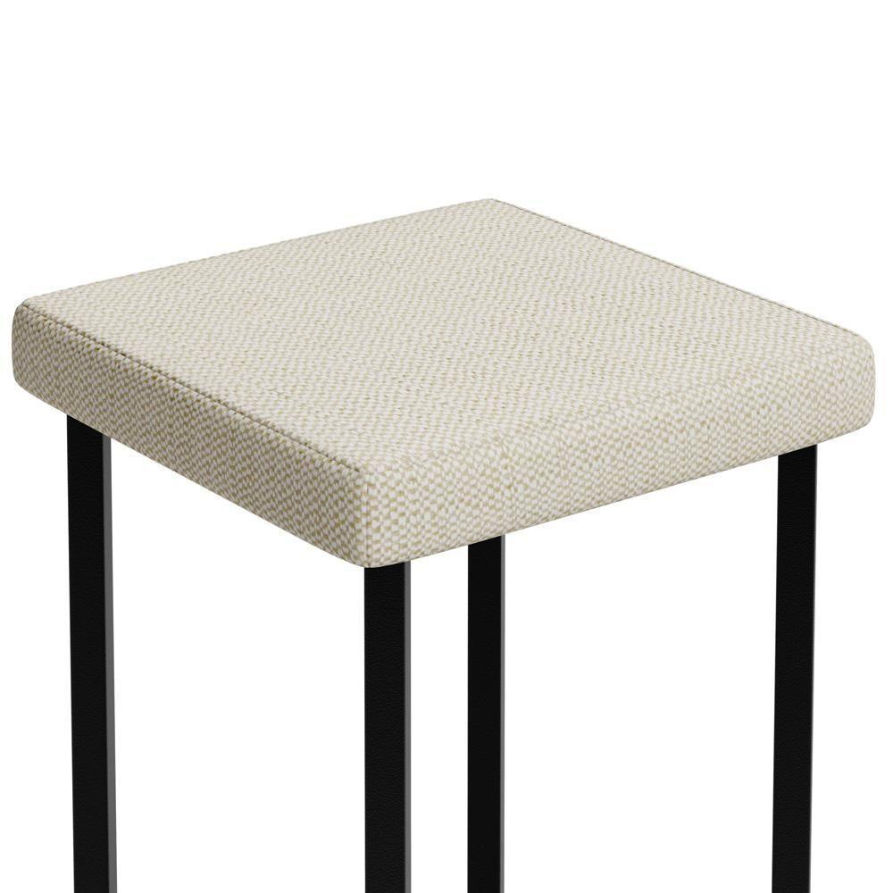 Kit 06 Banquetas Alta Bar Cozinha Sala De Jantar Preto Stella L02 Linho Champagne - Lyam Decor - 8