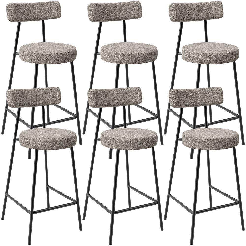 Kit 06 Banquetas Baixa Para Cozinha Sala De Jantar Bar Bancada Milão L02 Bouclê Creme - Lyam Decor - 1