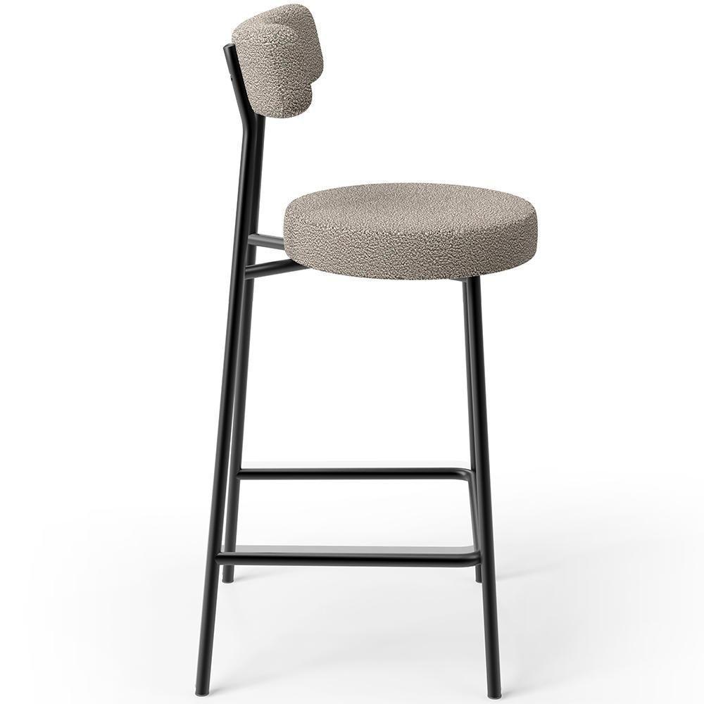 Kit 06 Banquetas Baixa Para Cozinha Sala De Jantar Bar Bancada Milão L02 Bouclê Creme - Lyam Decor - 7