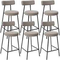 Kit 06 Banquetas Baixa Para Cozinha Sala De Jantar Bar Bancada Milão L02 Bouclê Creme - Lyam Decor - 1