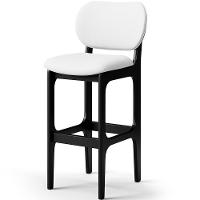 Kit 06 Banquetas Alta Para Cozinha Madeira Fixa Betta L02 Preto Facto Branco - Lyam Decor - 3