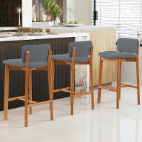 Kit 06 Banquetas Alta Para Cozinha Sala De Jantar Bar Dara L02 Suede Cinza - Lyam Decor - 2