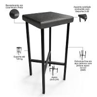 Kit 06 Banquetas Alta Bar Cozinha Sala De Jantar Preto Stella L02 Couríssimo Preto - Lyam Decor