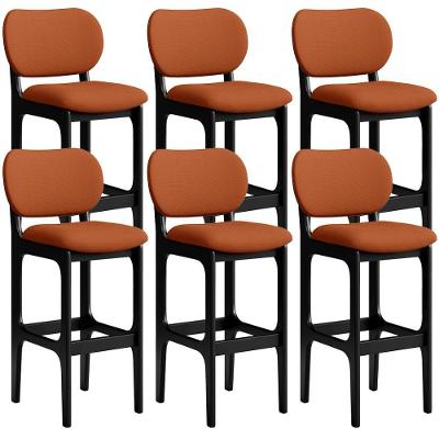 Kit 06 Banquetas Alta Bar Cozinha Sala Jantar Fixa Betta L02 Preto Tecido Terracota - Lyam Decor