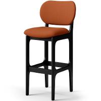 Kit 06 Banquetas Alta Bar Cozinha Sala Jantar Fixa Betta L02 Preto Tecido Terracota - Lyam Decor - 3