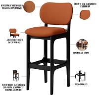 Kit 06 Banquetas Alta Bar Cozinha Sala Jantar Fixa Betta L02 Preto Tecido Terracota - Lyam Decor