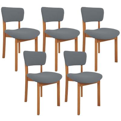 Kit 05 Cadeiras Para Sala De Jantar Cozinha Living Estofada Dara L02 Suede Cinza - Lyam Decor