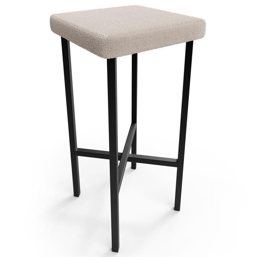 Kit 06 Banquetas Alta Bar Cozinha Sala De Jantar Preto Stella L02 Bouclê Creme - Lyam Decor - 3