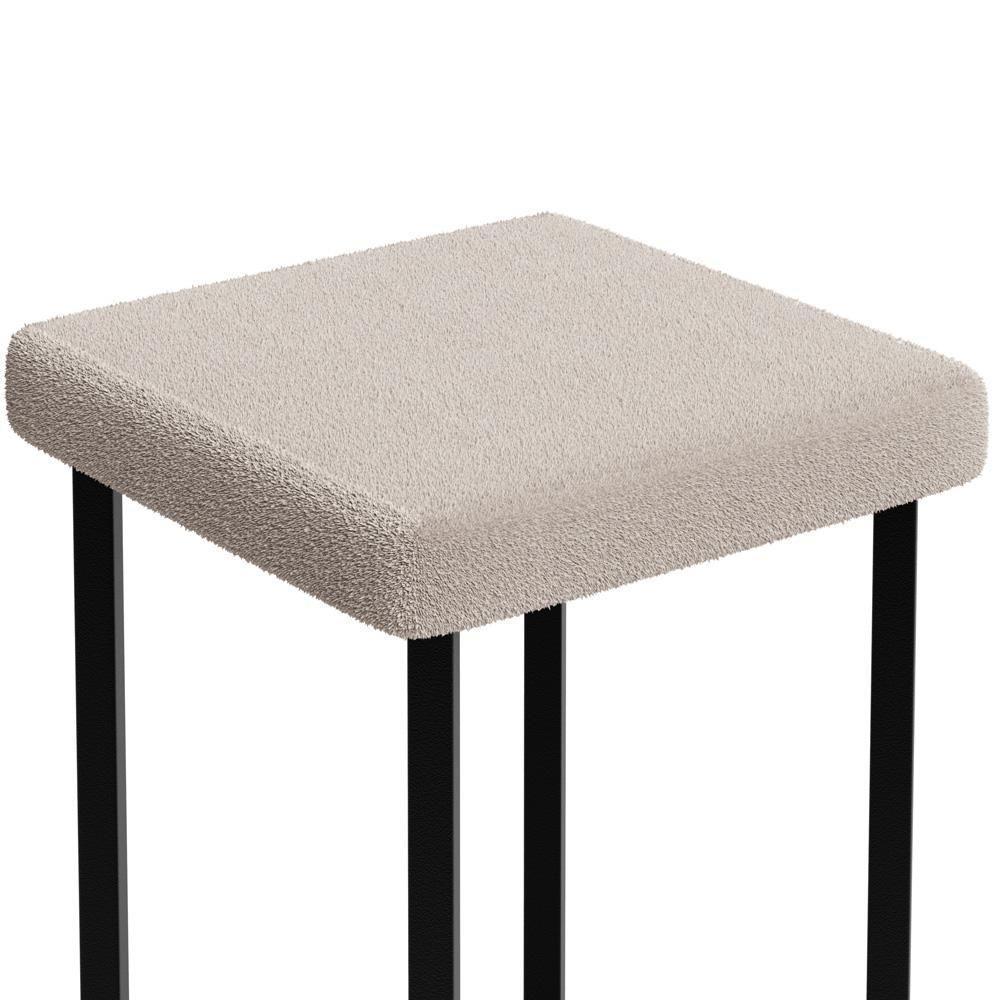 Kit 06 Banquetas Alta Bar Cozinha Sala De Jantar Preto Stella L02 Bouclê Creme - Lyam Decor - 8