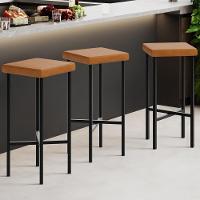 Kit 06 Banquetas Alta Bar Cozinha Sala De Jantar Preto Stella L02 Couríssimo Canela - Lyam Decor - 2