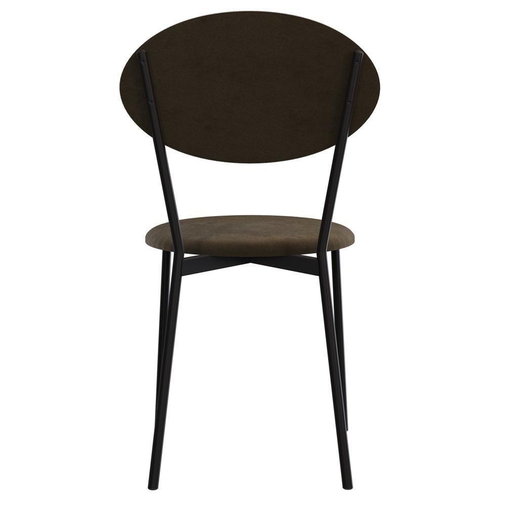 Kit 05 Cadeiras Estofada Para Sala De Jantar Azuri Preto C01 Veludo Marrom Sand - Lyam Decor - 9