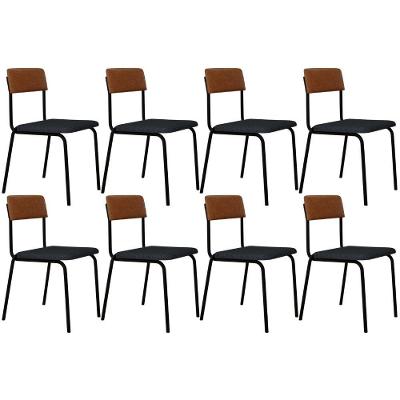 Kit 08 Cadeiras Estofada Para Sala De Jantar Sense Preto C01 Linho Cinza Courino Caramelo - Lyam Decor