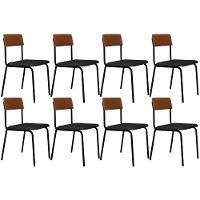 Kit 08 Cadeiras Estofada Para Sala De Jantar Sense Preto C01 Linho Cinza Courino Caramelo - Lyam Decor - 1