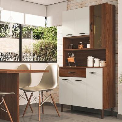 Kit Cozinha 6 Portas E Gaveta Savona Nogueira / Off White / Ripado