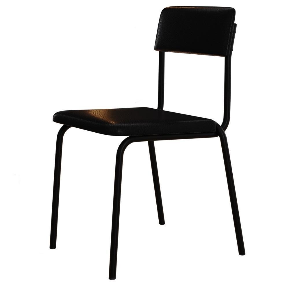 Kit 06 Cadeiras Estofada Para Sala De Jantar Sense Preto C01 Courino Preto - Lyam Decor - 8