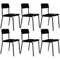 Kit 06 Cadeiras Estofada Para Sala De Jantar Sense Preto C01 Courino Preto - Lyam Decor - 1