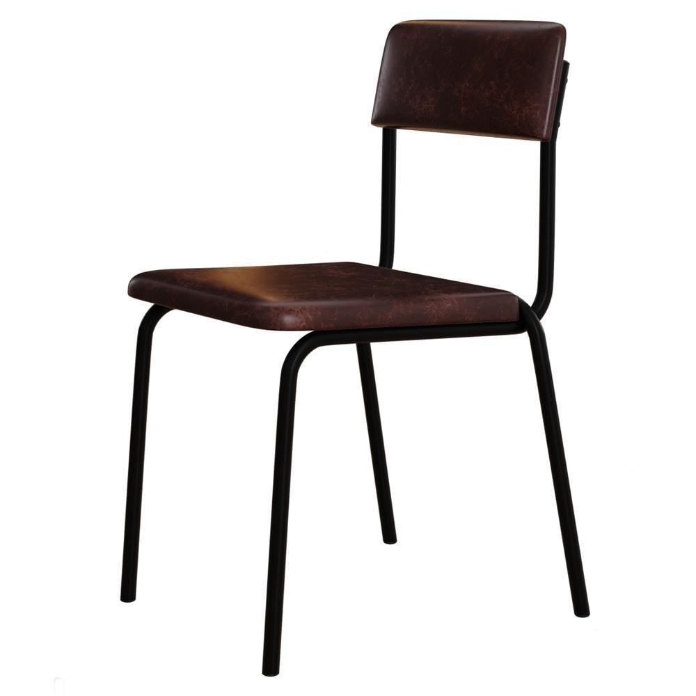 Kit 06 Cadeiras Estofada Para Sala De Jantar Sense Preto C01 Courino Café - Lyam Decor - 8