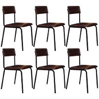 Kit 06 Cadeiras Estofada Para Sala De Jantar Sense Preto C01 Courino Café - Lyam Decor - 1