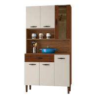 Kit Cozinha 6 Portas E Gaveta Golden Nogueira / Off White / Ripado - 2