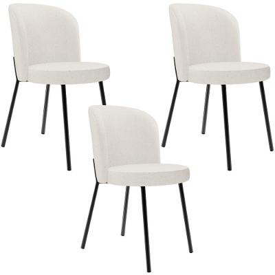 Kit 3 Cadeiras Sala De Jantar Estofada Gavi L02 Linho Bege - Lyam Decor