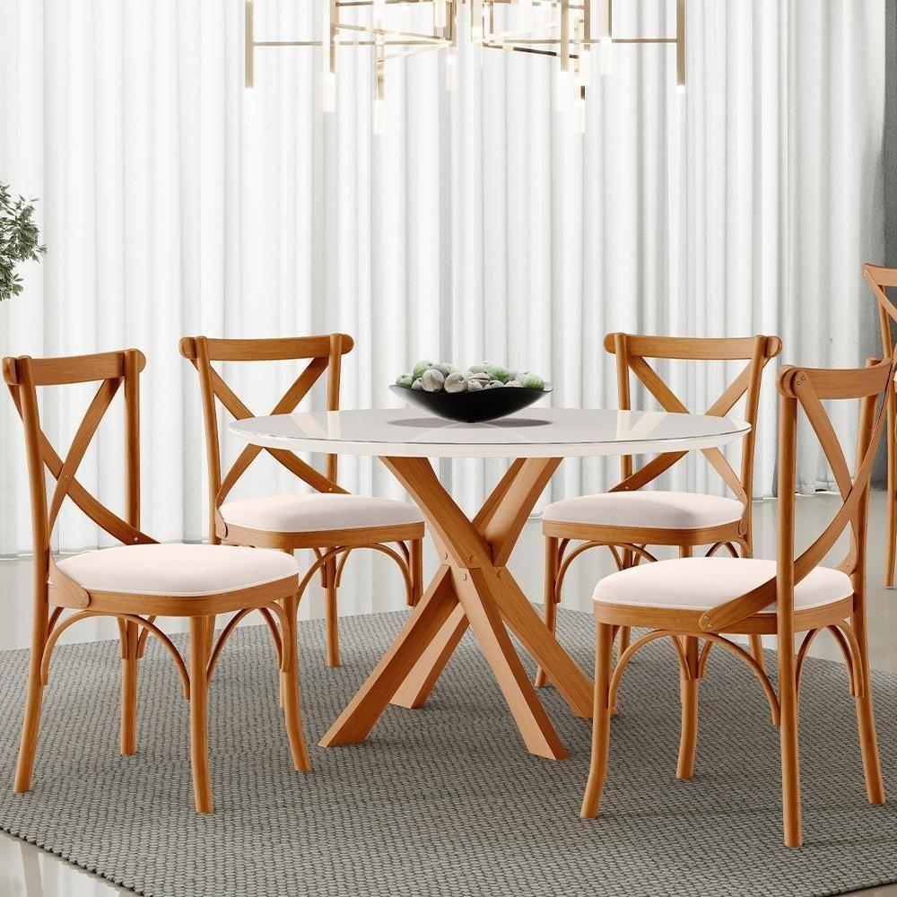 Kit 08 Cadeiras Para Sala De Jantar E Estar Living Estofada ávila L02 Suede Bege - Lyam - 2