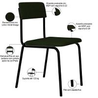 Kit 08 Cadeiras Estofada Para Sala De Jantar Sense Preto C01 Linho Verde Musgo - Lyam Decor