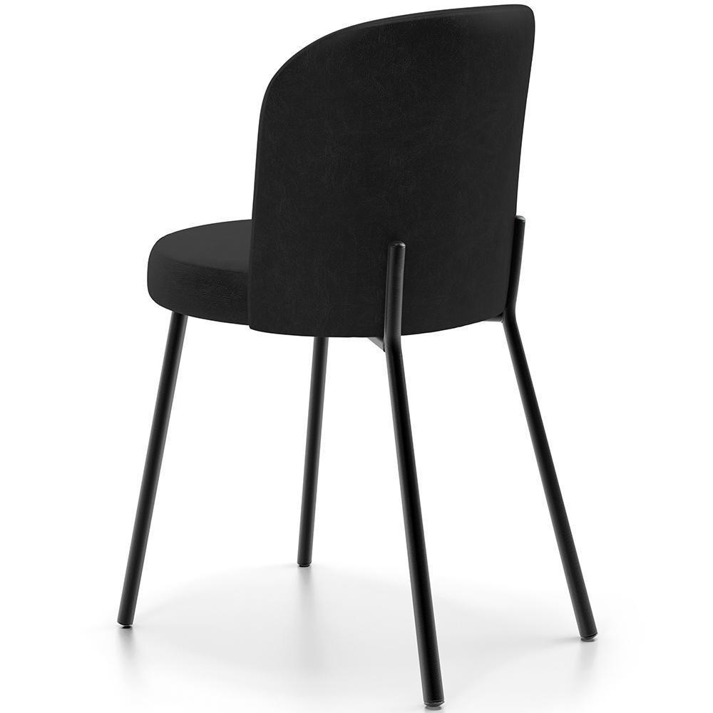 Kit 3 Cadeiras Sala De Jantar Estofada Gavi L02 Couríssimo Preto - Lyam Decor - 7