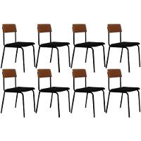 Kit 08 Cadeiras Estofada Para Sala De Jantar Sense Preto C01 Linho Preto Courino Caramelo - Lyam Decor - 1