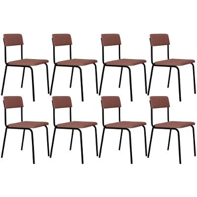 Kit 08 Cadeiras Estofada Para Sala De Jantar Sense Preto C01 Linho Rosa - Lyam Decor