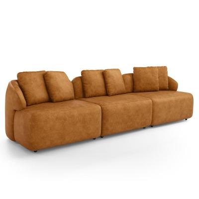 Sofá 3 Lugares Para Sala De Estar Living 234cm Arlo F04 Couríssimo Whisky - Lyam Decor