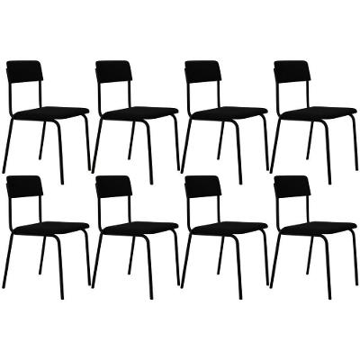 Kit 08 Cadeiras Estofada Para Sala De Jantar Sense Preto C01 Linho Preto - Lyam Decor