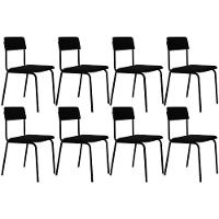 Kit 08 Cadeiras Estofada Para Sala De Jantar Sense Preto C01 Linho Preto - Lyam Decor - 1