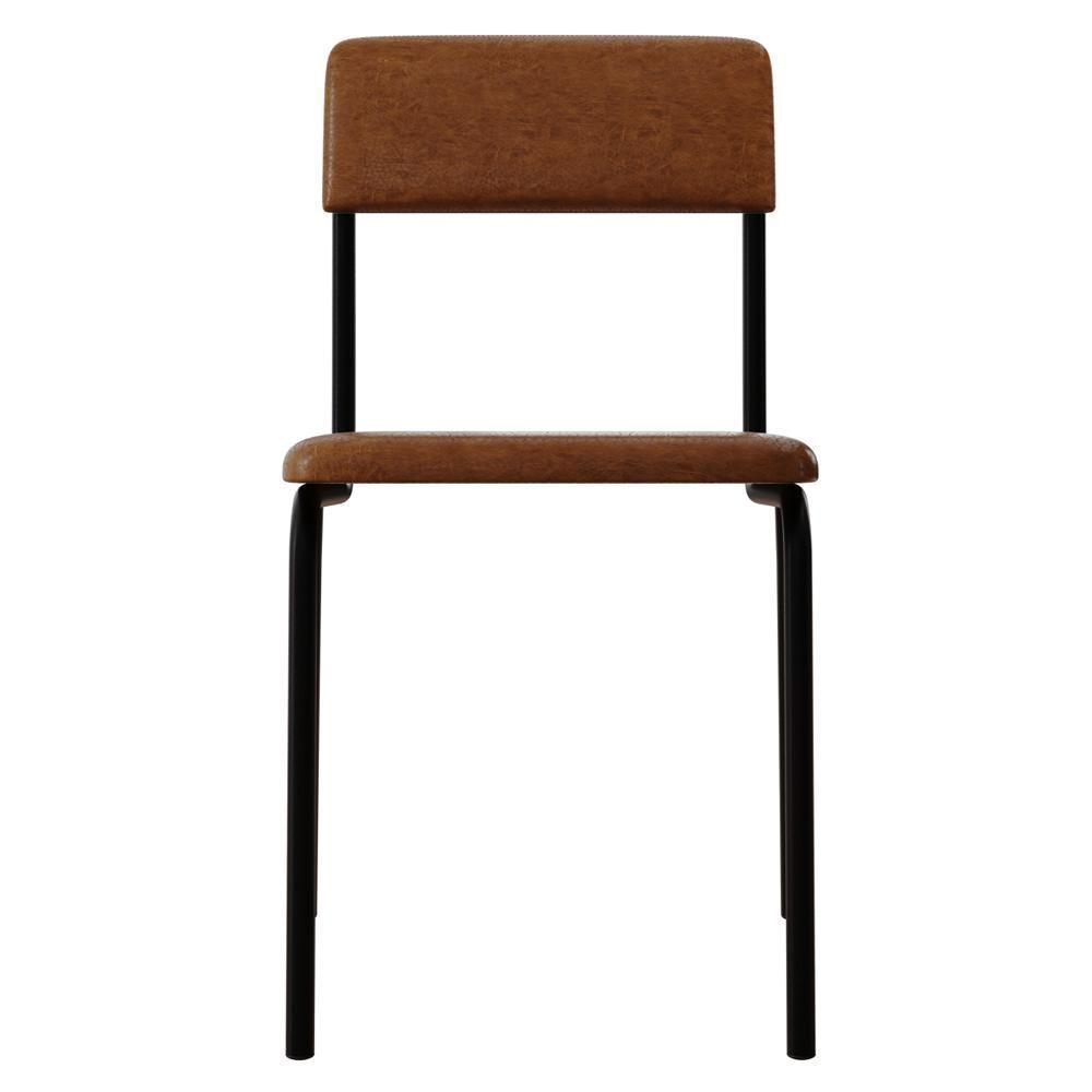 Kit 06 Cadeiras Estofada Para Sala De Jantar Sense Preto C01 Courino Caramelo - Lyam Decor - 3