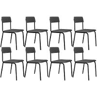 Kit 08 Cadeiras Estofada Para Sala De Jantar Sense Preto C01 Linho Cinza Claro - Lyam Decor - 1