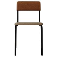 Kit 08 Cadeiras Estofada Para Sala De Jantar Sense Preto C01 Linho Areia Courino Caramelo - Lyam Decor - 3