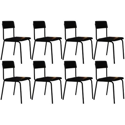 Kit 08 Cadeiras Estofada Para Sala De Jantar Sense Preto C01 Courino Preto - Lyam Decor