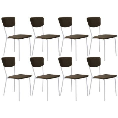Kit 08 Cadeira Para Sala De Jantar Village Branco C01 Veludo Marrom Sand - Lyam Decor