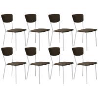 Kit 08 Cadeira Para Sala De Jantar Village Branco C01 Veludo Marrom Sand - Lyam Decor - 1