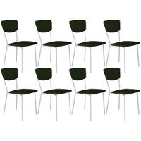 Kit 08 Cadeira Para Sala De Jantar Village Branco C01 Linho Verde Musgo - Lyam Decor - 1