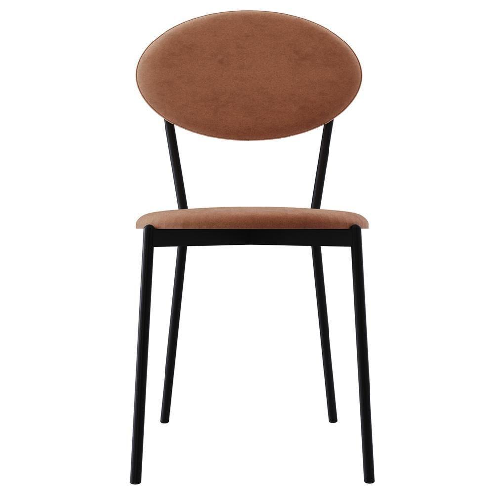 Kit 08 Cadeiras Estofada Para Sala De Jantar Azuri Preto C01 Veludo Bege - Lyam Decor - 3