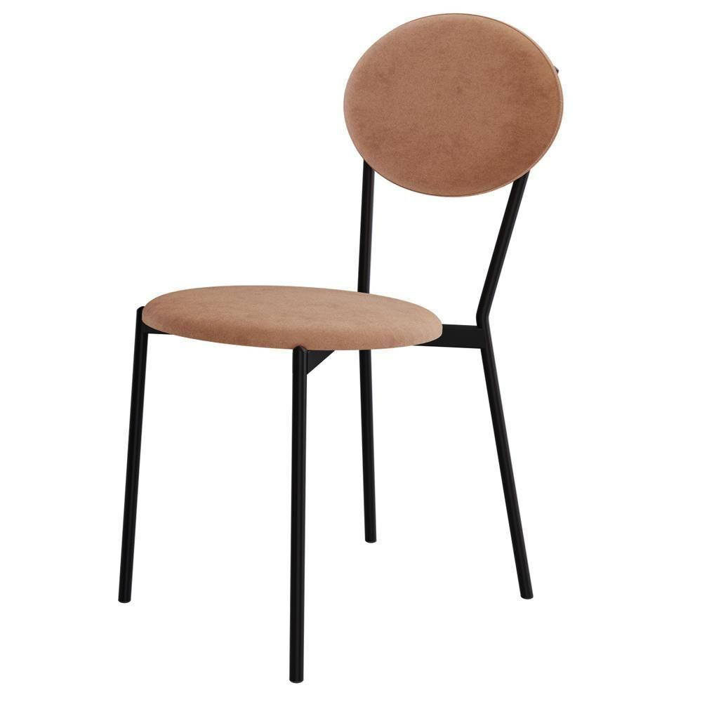 Kit 08 Cadeiras Estofada Para Sala De Jantar Azuri Preto C01 Veludo Bege - Lyam Decor - 8