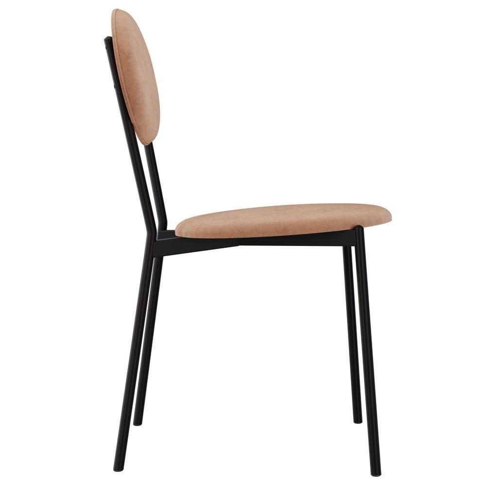 Kit 08 Cadeiras Estofada Para Sala De Jantar Azuri Preto C01 Veludo Bege - Lyam Decor - 9